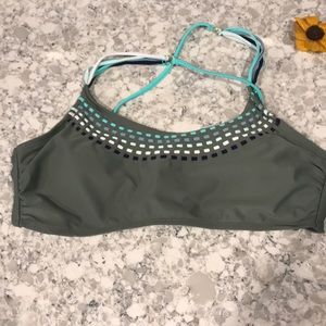 Swim suit top. Large. Army green. Spag straps.